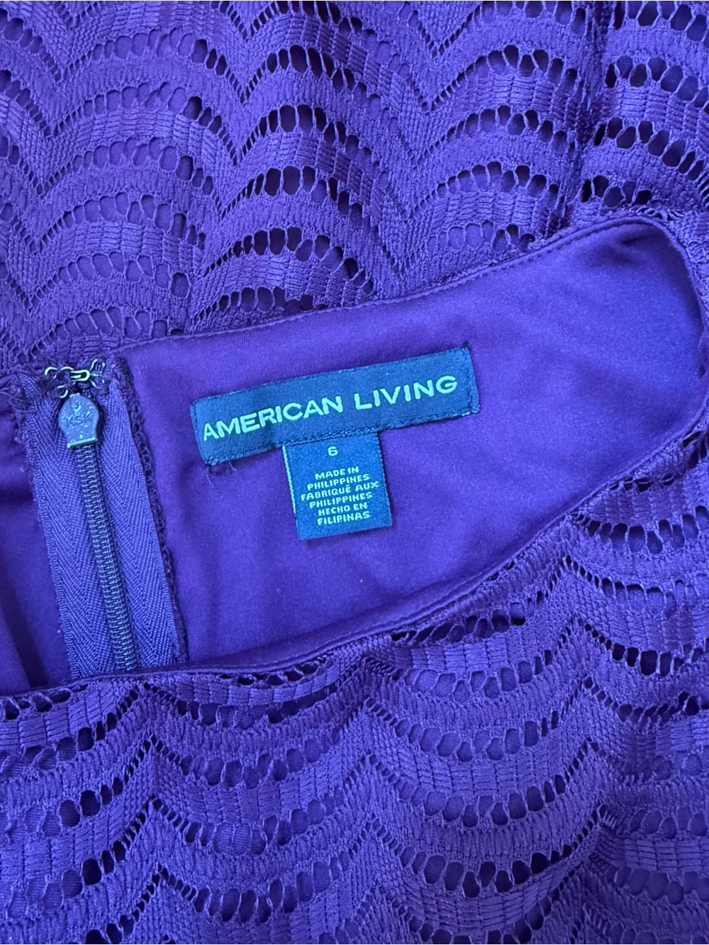 American Living Deep Purple Lace Overlay Mini Dress - Picture 5 of 5